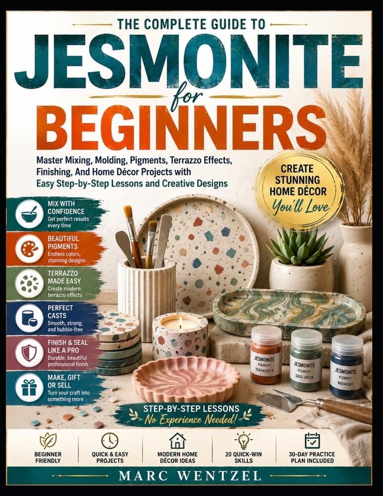 Jesmonite For Beginners: Master Mixing, Molding, Pigments, Terrazzo Effects, Finishing, And Home Décor Projects With Easy Step-By-Step Lessons And Cre cover