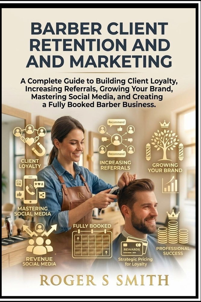 Barber Client Retention and Marketing: A Complete Guide to Building Client Loyalty, Increasing Referrals, Growing Your Brand, Mastering Social Media, cover