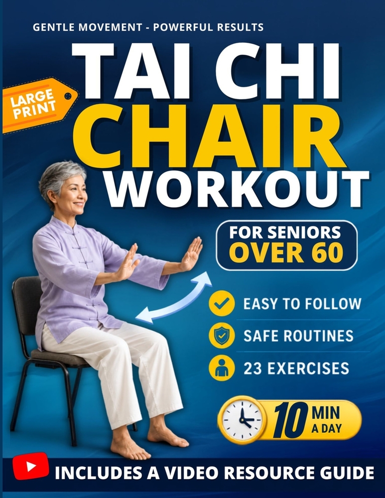 Tai Chi Chair Workout for Seniors Over 60: A 28-Day Beginner Program to Support Better Mobility, Balance, Strength, and Energy with Easy 10-Minute Sea cover