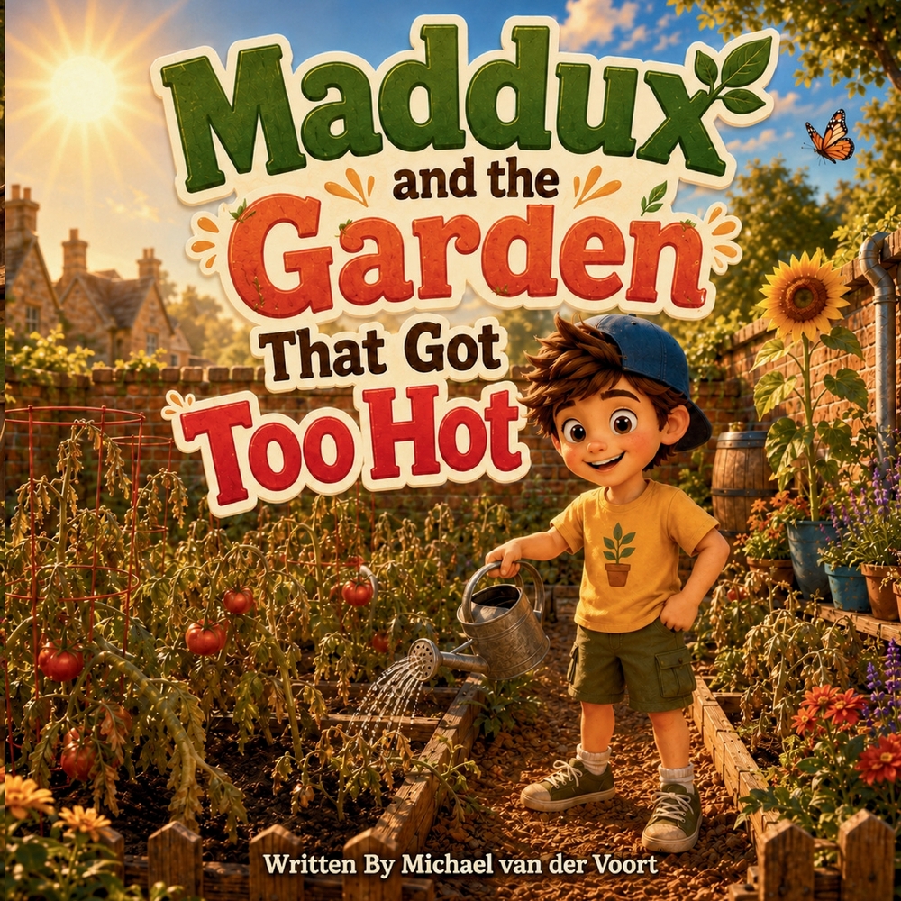 Maddux and the Garden That Got Too Hot: Climate Change Books for Kids - A Community Garden Adventure About Heat, Water Conservation, Teamwork, and Hel cover