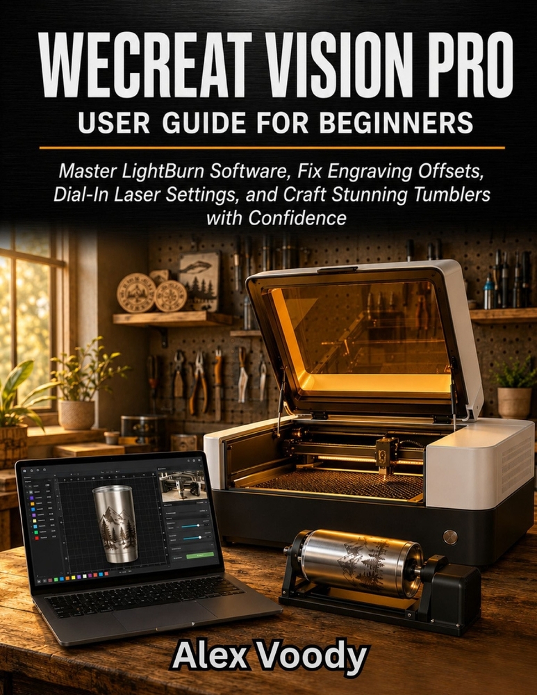 WeCreat Vision Pro User Guide for Beginners: Master LightBurn Software, Fix Engraving Offsets, Dial-In Laser Settings, and Craft Stunning Tumblers wit cover