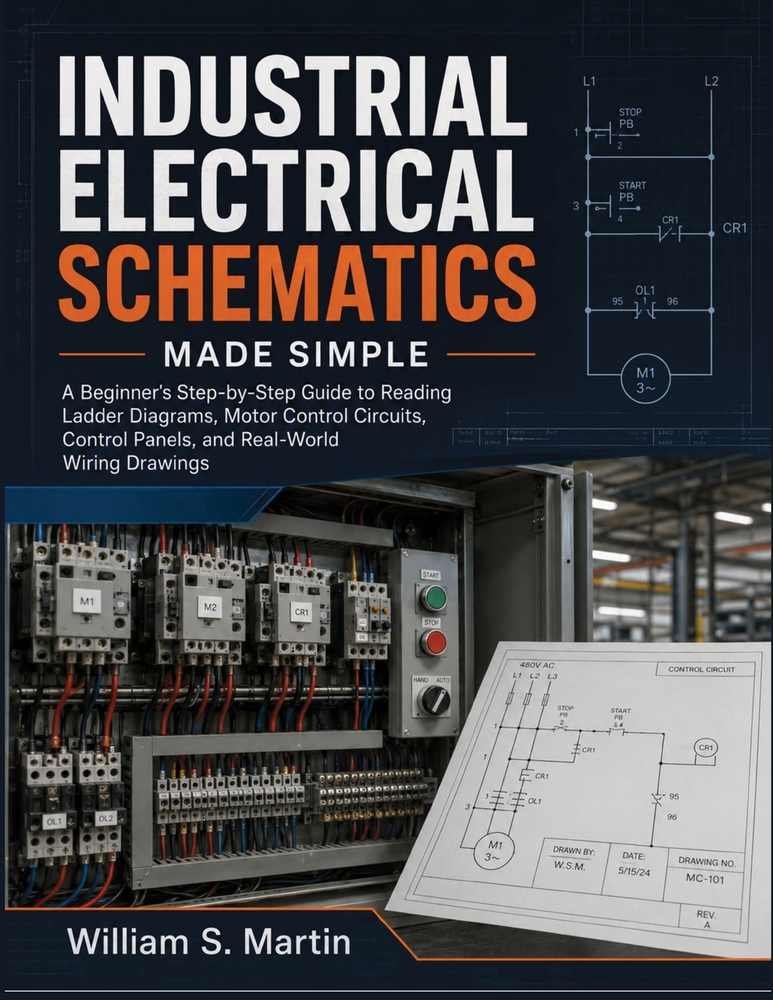 Industrial Electrical Schematics Made Simple: A Beginner's Step-by-Step Guide to Reading Ladder Diagrams, Motor Control Circuits, Control Panels, and cover