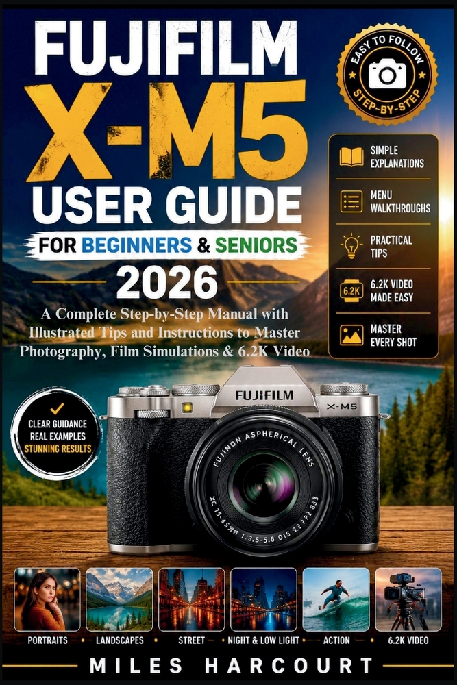 Fujifilm X-M5 User Guide for Beginners & Seniors 2026: A Complete Step-by-Step Manual with Illustrated Tips and Instructions to Master Photography, Fi cover