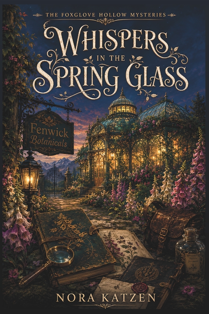 Whispers in the Spring Glass: A Cozy Paranormal Mystery of Hidden Archives, Botanical Magic, and an Impossible Winter Murder cover