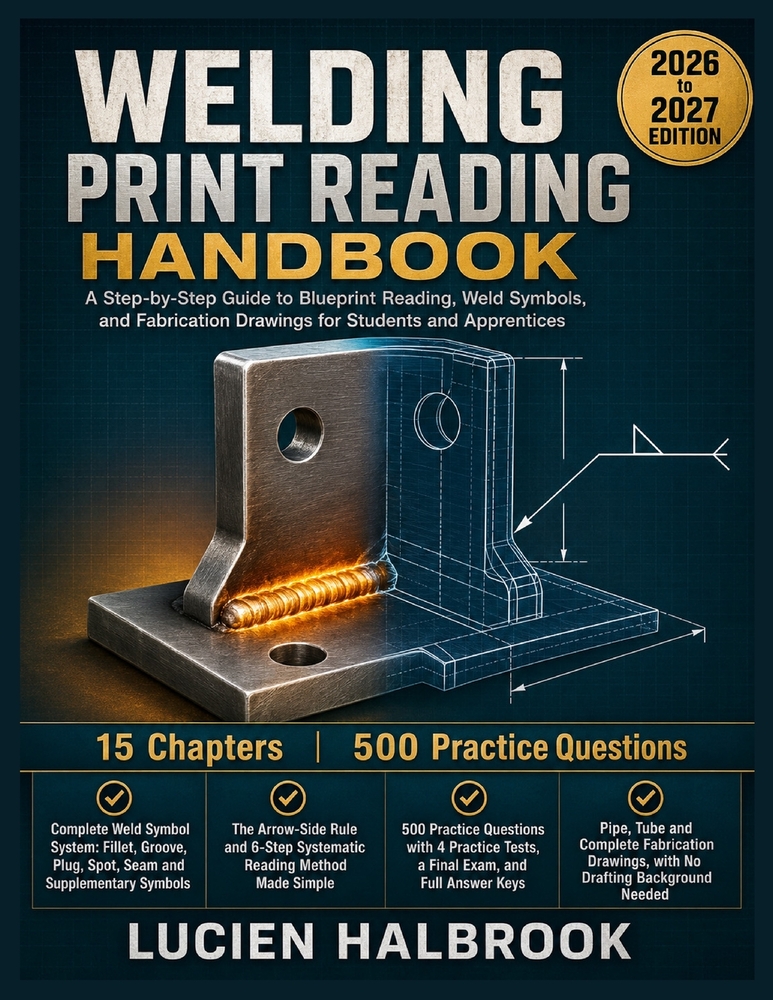 Welding Print Reading Handbook: A Step-by-Step Guide to Blueprint Reading, Weld Symbols, and Fabrication Drawings for Students and Apprentices cover