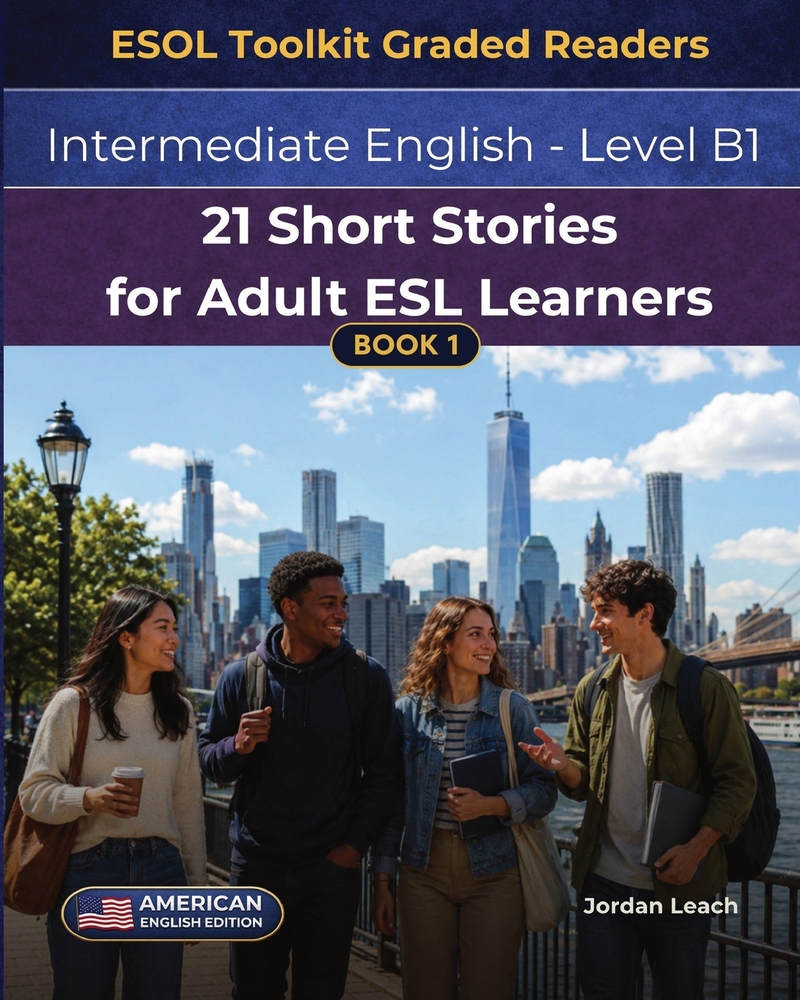 21 Short Stories for Adult ESL Learners: Beginner Plus English - Level A2 / Entry 2 - British English Edition - Comprehension Questions Included cover