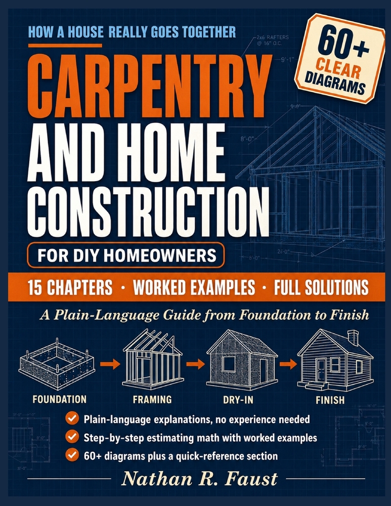 Carpentry and Home Construction for DIY Homeowners: A Plain-Language Guide from Foundation to Finish cover