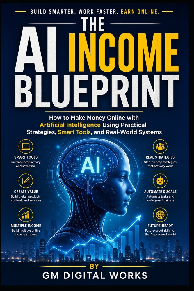 The AI Income Blueprint: How to Make Money Online with Artificial Intelligence Using Practical Strategies, Smart Tools, and Real-World Systems. cover