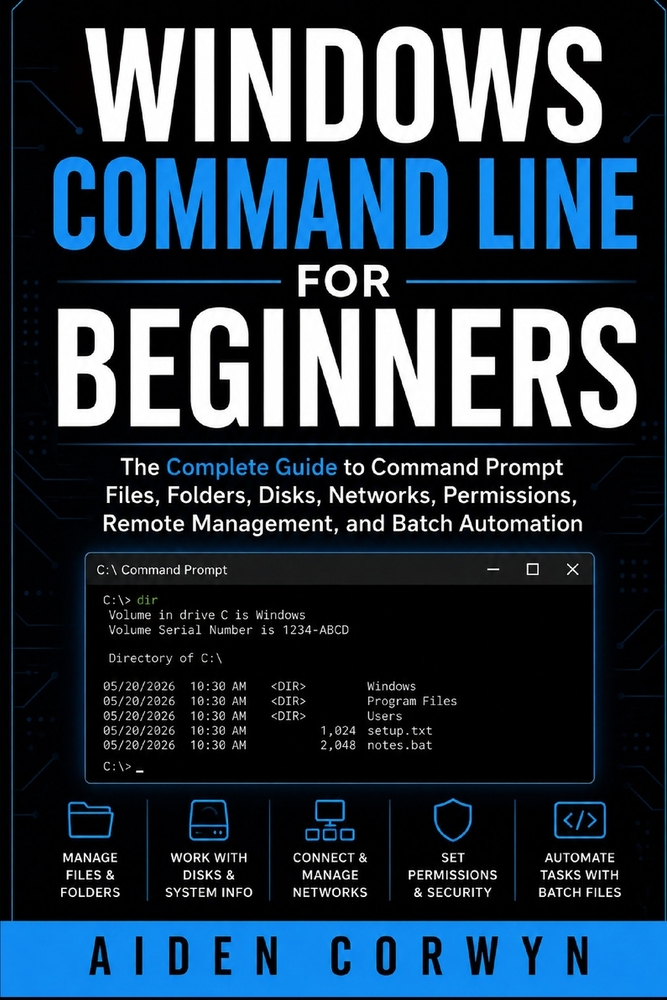 Windows Command Line for Beginners: The Complete Guide to Command Prompt: Files, Folders, Disks, Networks, Permissions, Remote Management, and Batch A cover