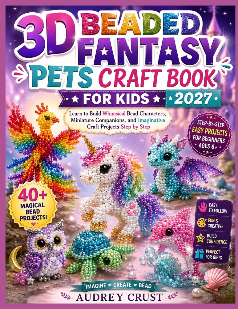 3D Beaded Fantasy Pets Craft Book for Kids 2027: Learn to Build Whimsical Bead Characters, Miniature Companions, and Imaginative Craft Projects Step b cover