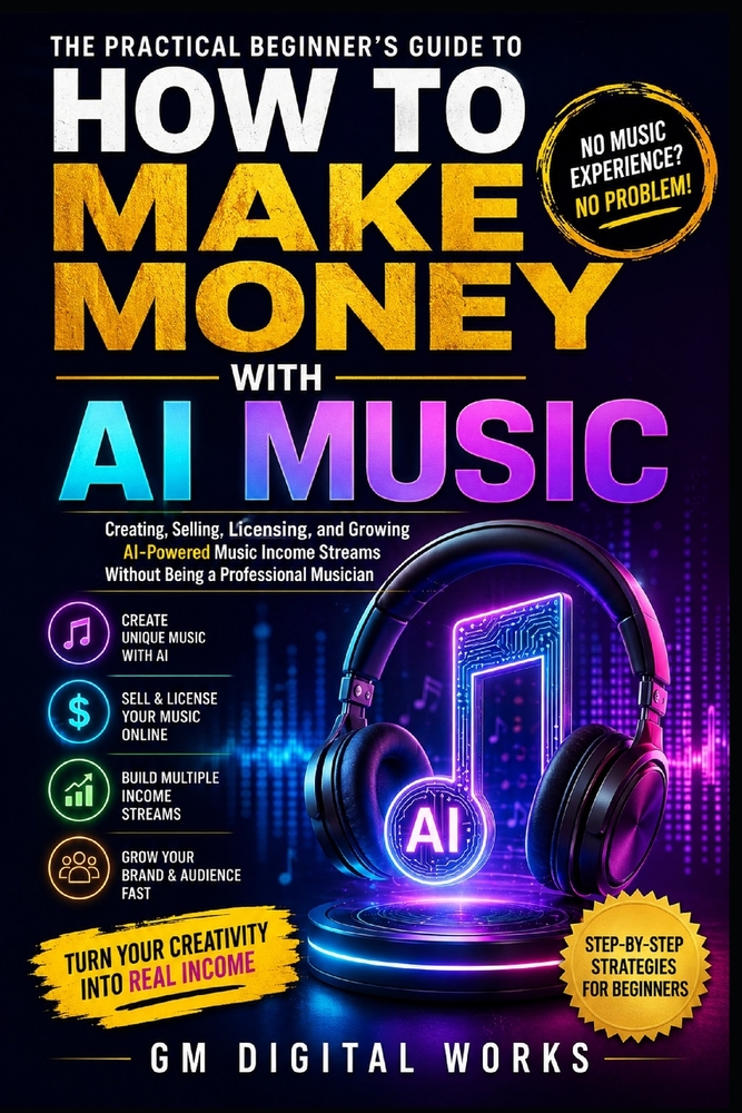 How to Make Money with AI Music: The Practical Beginner's Guide to Creating, Selling, Licensing, and Growing AI-Powered Music Income Streams Without B cover