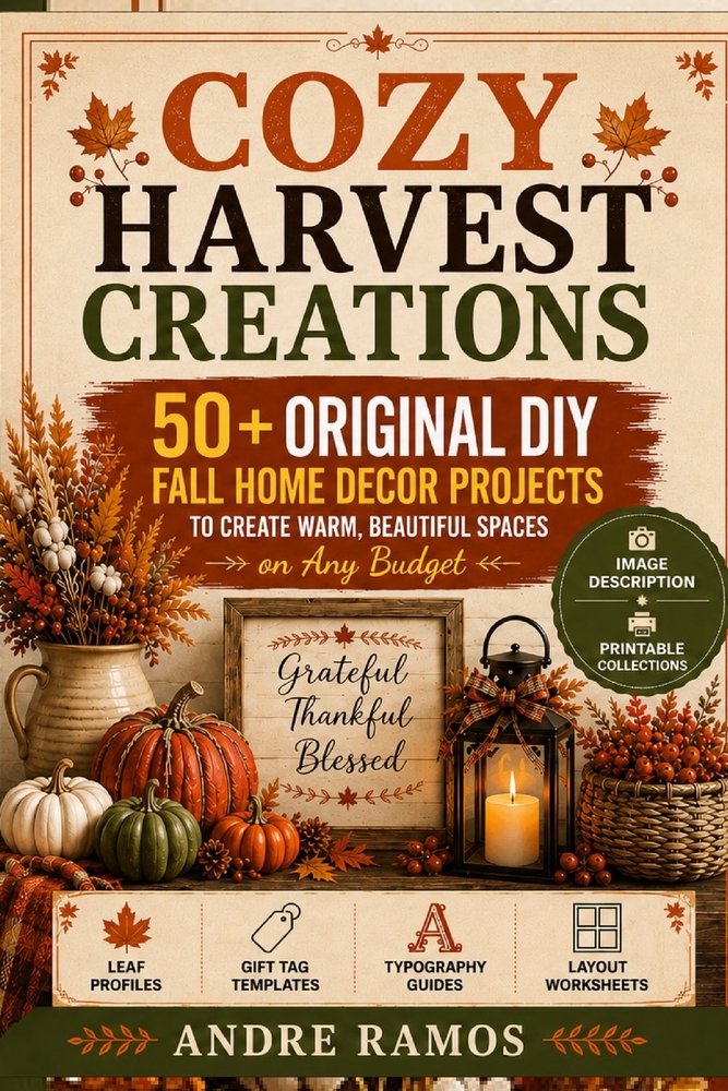 Cozy Harvest Creations: 50+ Original DIY Fall Home Decor Projects to Create Warm, Beautiful Spaces on Any Budget cover