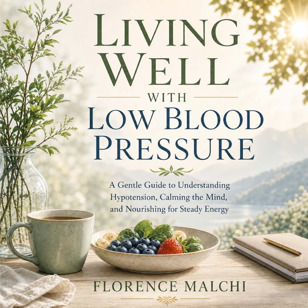 Living Well With Low Blood Pressure: A Gentle Guide to Understanding Hypotension, Calming the Mind, and Nourishing for Steady Energy cover