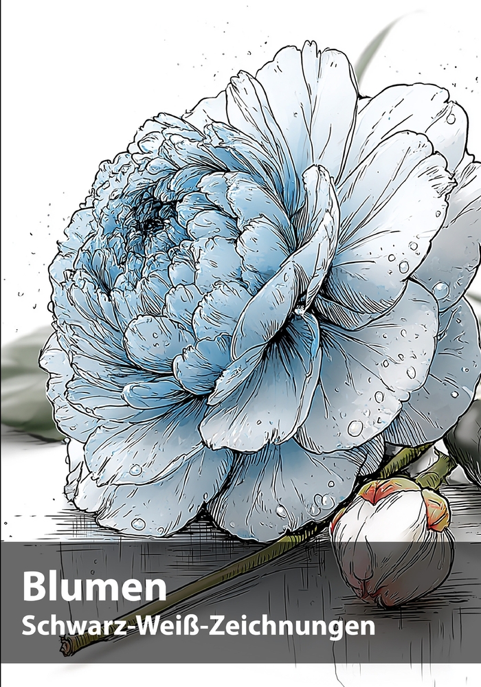 Blumen, Schwarz-Weiß-Zeichnungen: Eine botanische Sammlung zum Betrachten und Gestalten cover