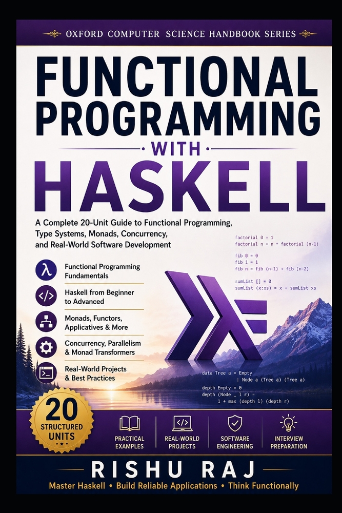 Functional Programming with Haskell: A Complete 20-Unit Guide to Functional Programming, Type Systems, Monads, Concurrency, and Real-World Software De cover