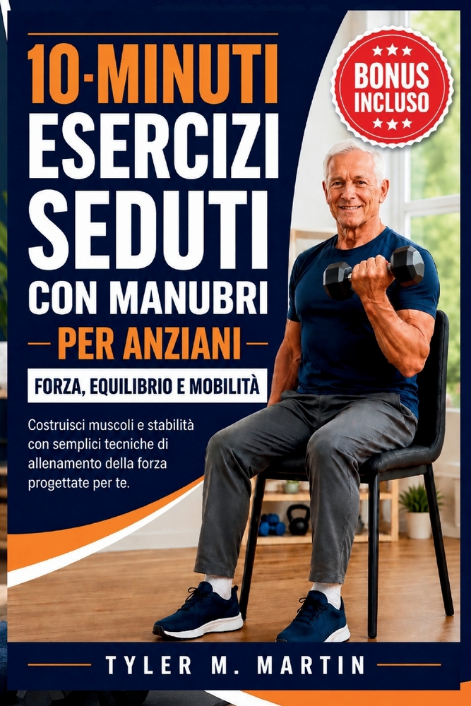 Esercizi Con Manubri Da Seduti Della Durata Di 10 Minuti Per Anziani: Sviluppa massa muscolare e stabilità con semplici tecniche di allenamento della cover