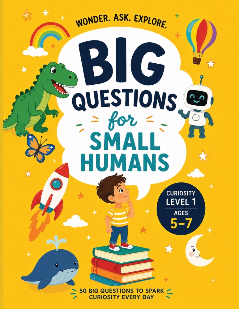 BIG QUESTIONS for SMALL HUMANS: 50 Big Questions To Spark Curiosity Every Day (Ages 5-7) cover