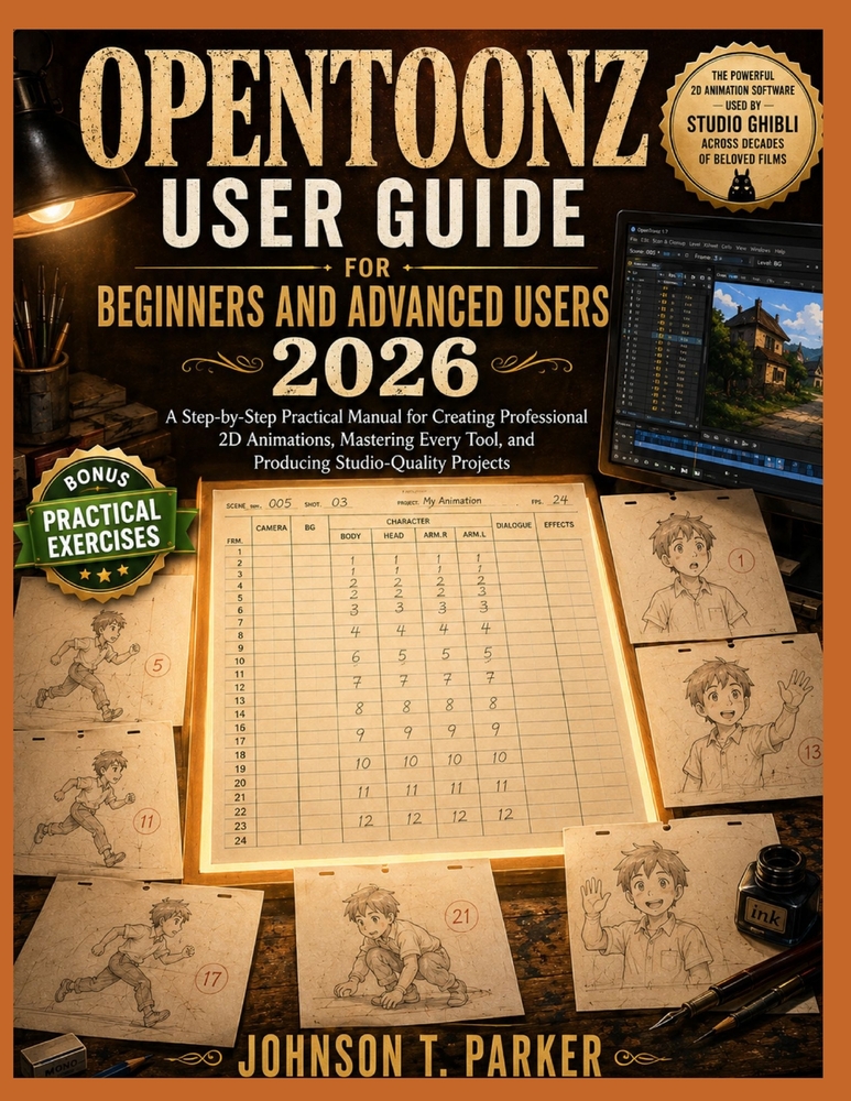 Opentoonz User Guide for Beginners and Advanced Users 2026: A Step-by-Step Practical Manual for Creating Professional 2D Animations, Mastering Every T cover