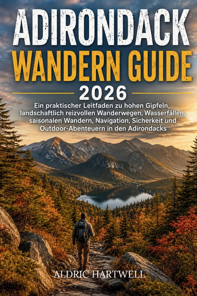 Adirondack Wandern Guide 2026: Ein praktischer Leitfaden zu hohen Gipfeln, landschaftlich reizvollen Wanderwegen, Wasserfällen, saisonalen Wandern, Na cover