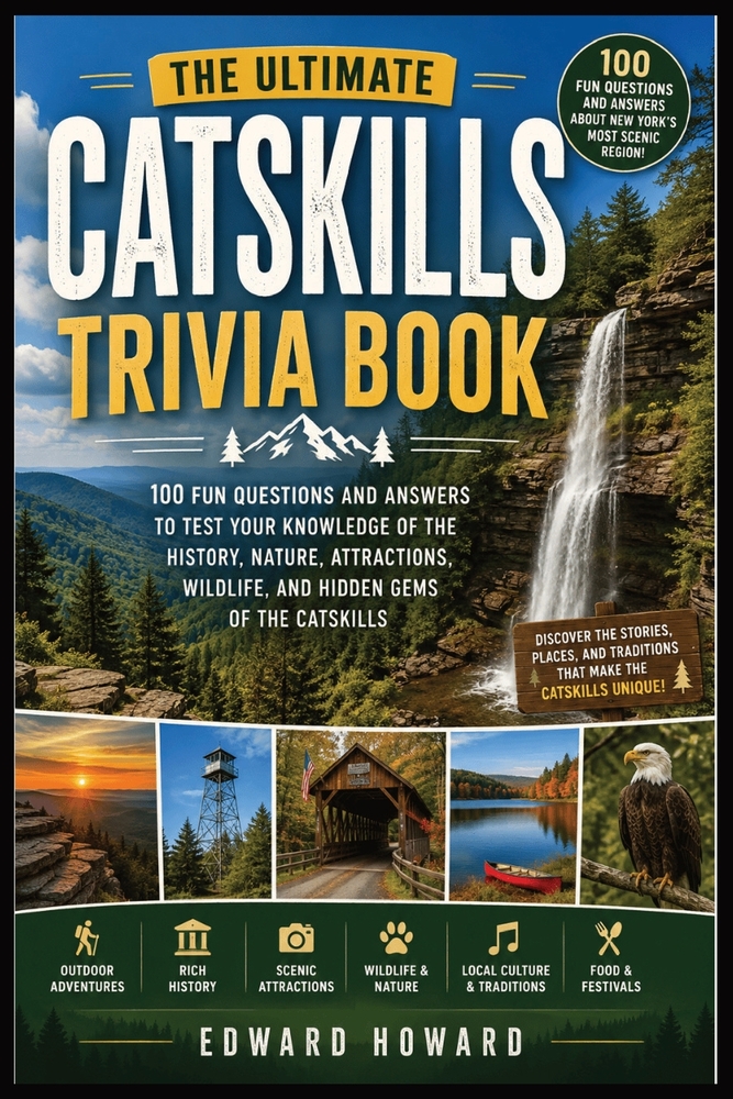 The Ultimate Catskills Trivia Book: 100 Fascinating Questions and Answers About History, Nature, Wildlife, Famous People, Hidden Gems, Scenic Attracti cover