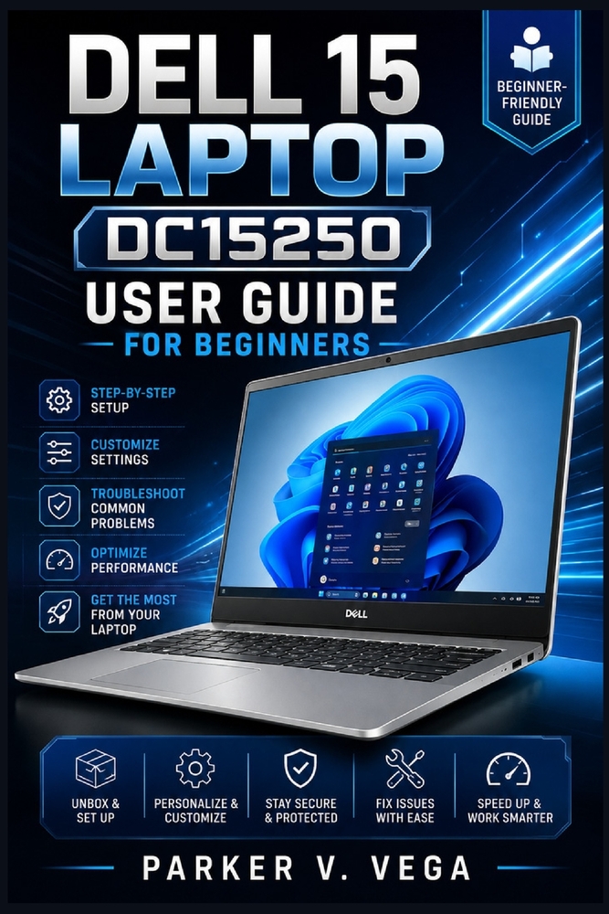 Dell 15 Laptop Dc15250 User Guide for Beginners: The Complete Step-by-Step Manual to Set Up, Customize Settings, Troubleshoot Common Problems, Optimiz cover