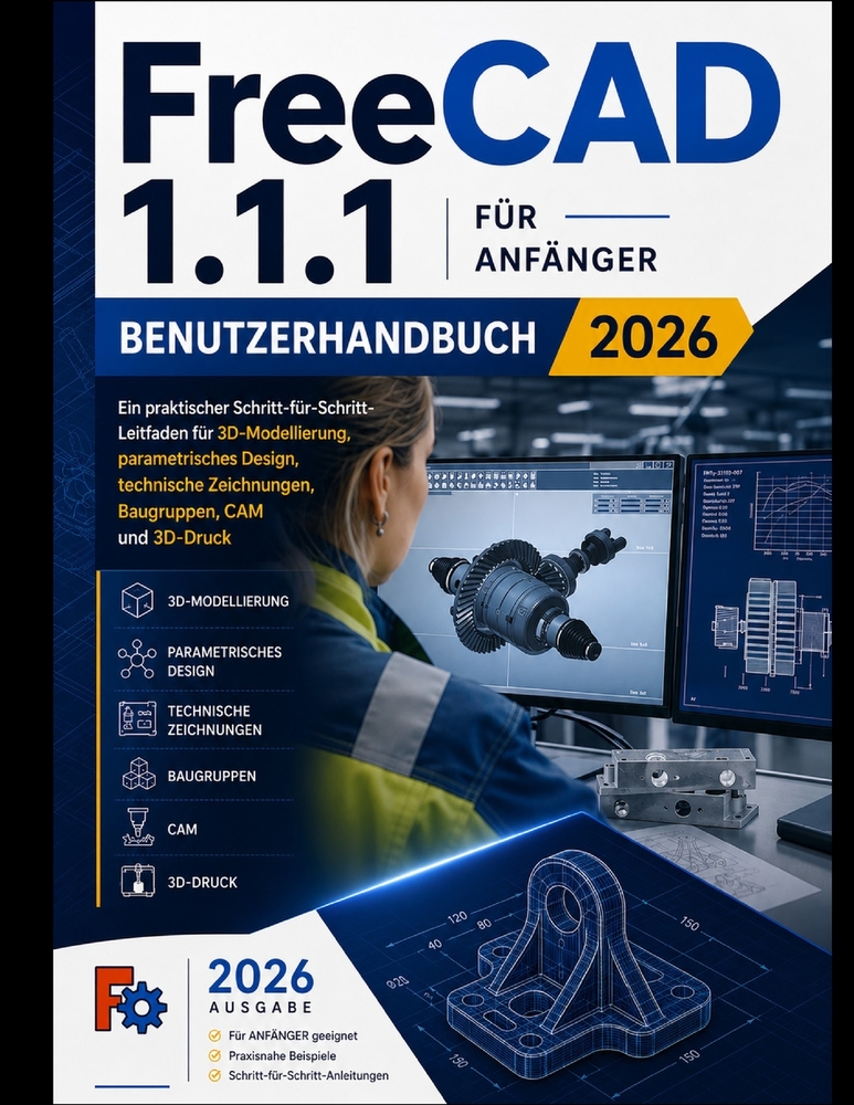 FreeCAD 1.1.1 für Anfänger Benutzerhandbuch 2026: Ein praktischer Leitfaden für 3D-Modellierung, parametrisches Design, technische Zeichnungen, Baugru cover