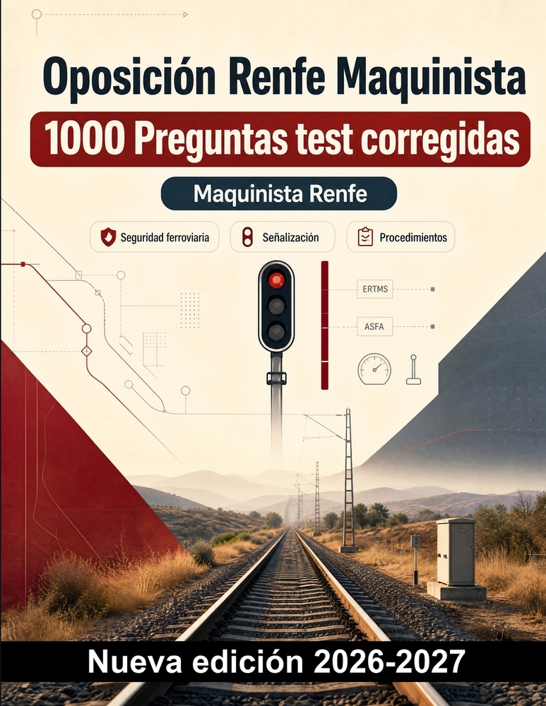 Oposición Renfe Maquinista: 1000 Preguntas test corregidas: Preparación completa sobre circulación y señalización, ERTMS y ASFA, frenado, material rod cover
