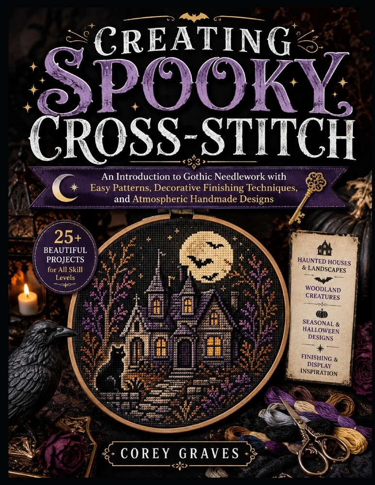 Creating Spooky Cross-Stitch: An Introduction to Gothic Needlework with Easy Patterns, Decorative Finishing Techniques, and Atmospheric Handmade Desig cover