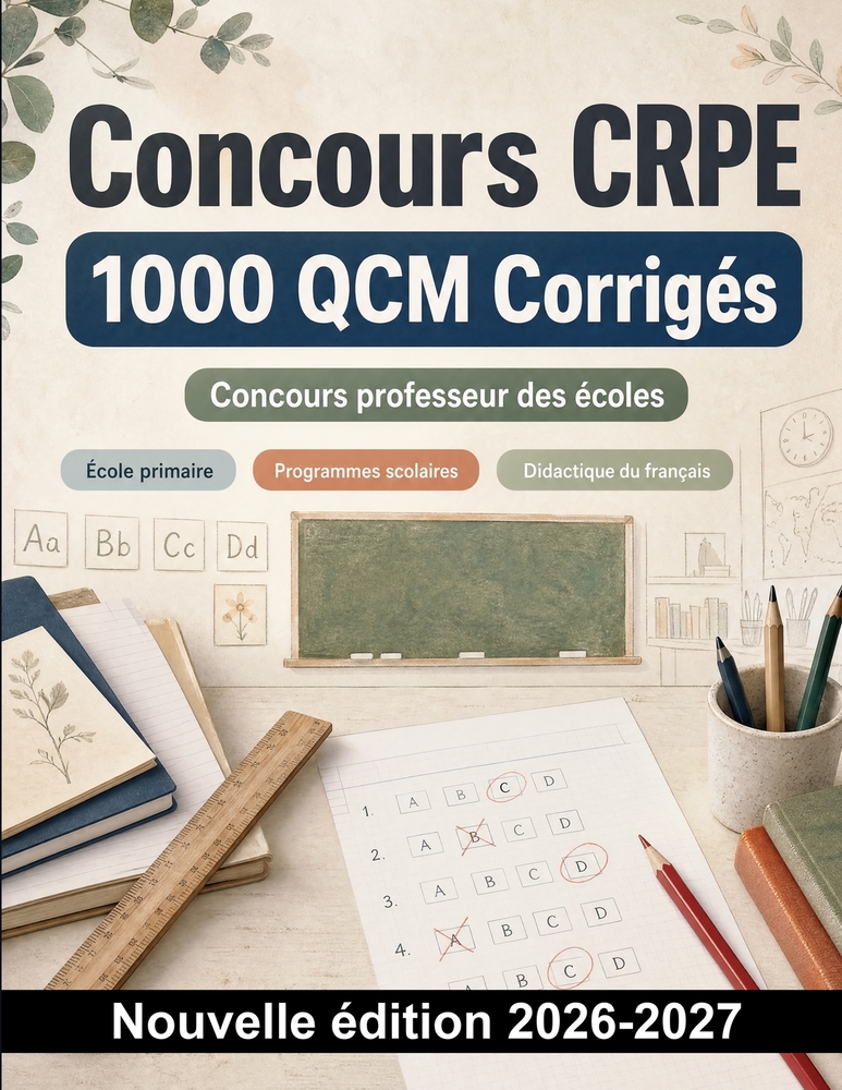 Concours CRPE: 1000 QCM Corrigés: Système éducatif, didactique des disciplines et théories de l'apprentissage pour réussir les épreuves écrites cover