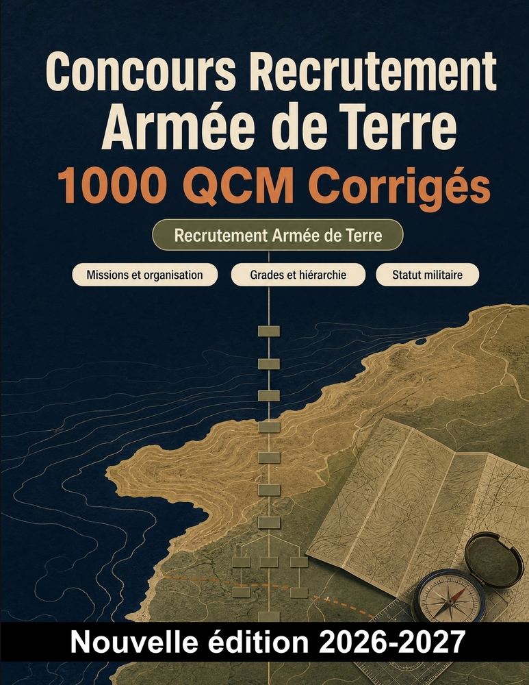 Concours Recrutement Armée de Terre: 1000 QCM Corrigés: Révisez missions, hiérarchie, statut militaire, discipline et droit des conflits armés pour ré cover