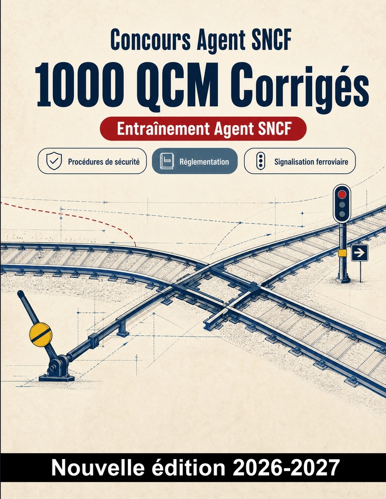 Concours Agent SNCF: 1000 QCM Corrigés: Préparation ciblée: sécurité ferroviaire, signalisation, circulation des trains, aiguillage, incidents et évac cover