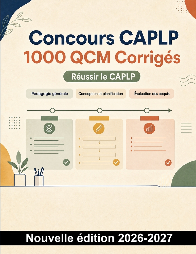 Concours CAPLP: 1000 QCM Corrigés: Pedagogie professionnelle, gestion de classe et didactique des sequences pour reussir le recrutement enseignant cover
