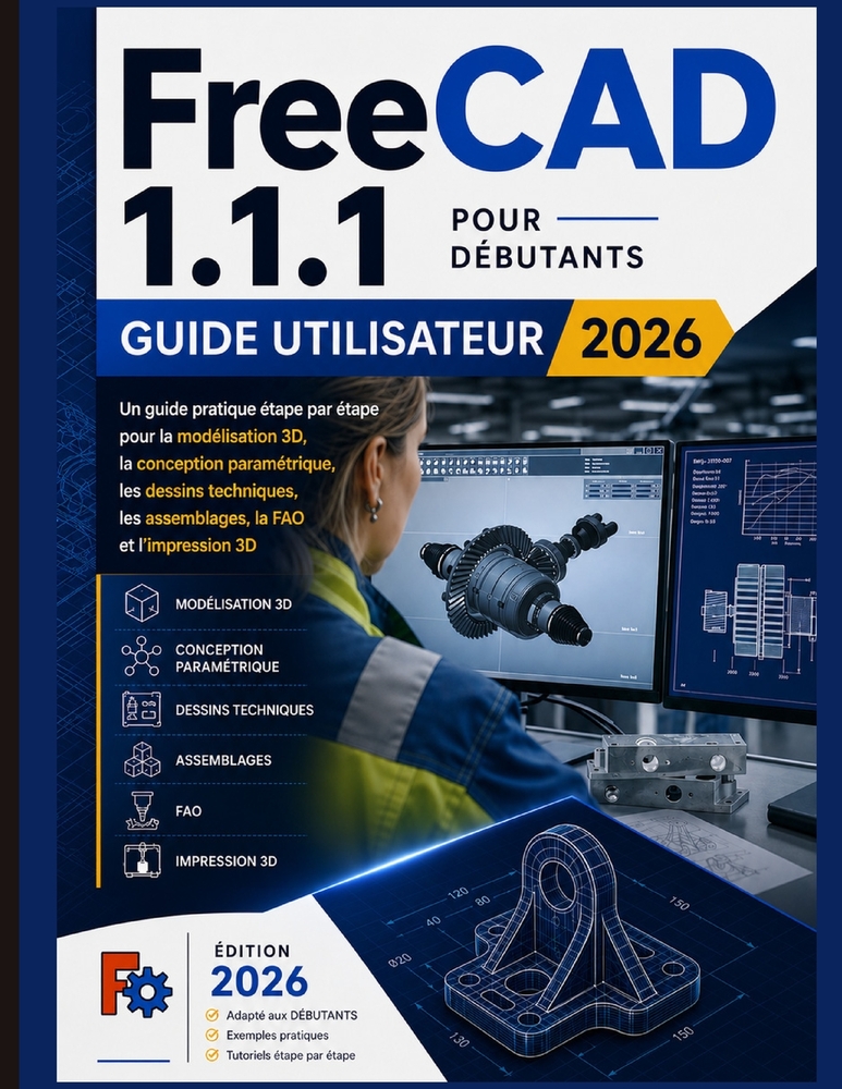 FreeCAD 1.1.1 Pour débutant Guide de l'utilisateur 2026: Guide pratique étape par étape de la modélisation 3D, de la conception paramétrique, des dess cover