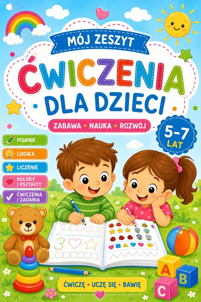 Mój zeszyt cwiczenia dla dzieci: Zabawa, nauka, rozwój . Dla dzieci od 5 - 7 lat cover