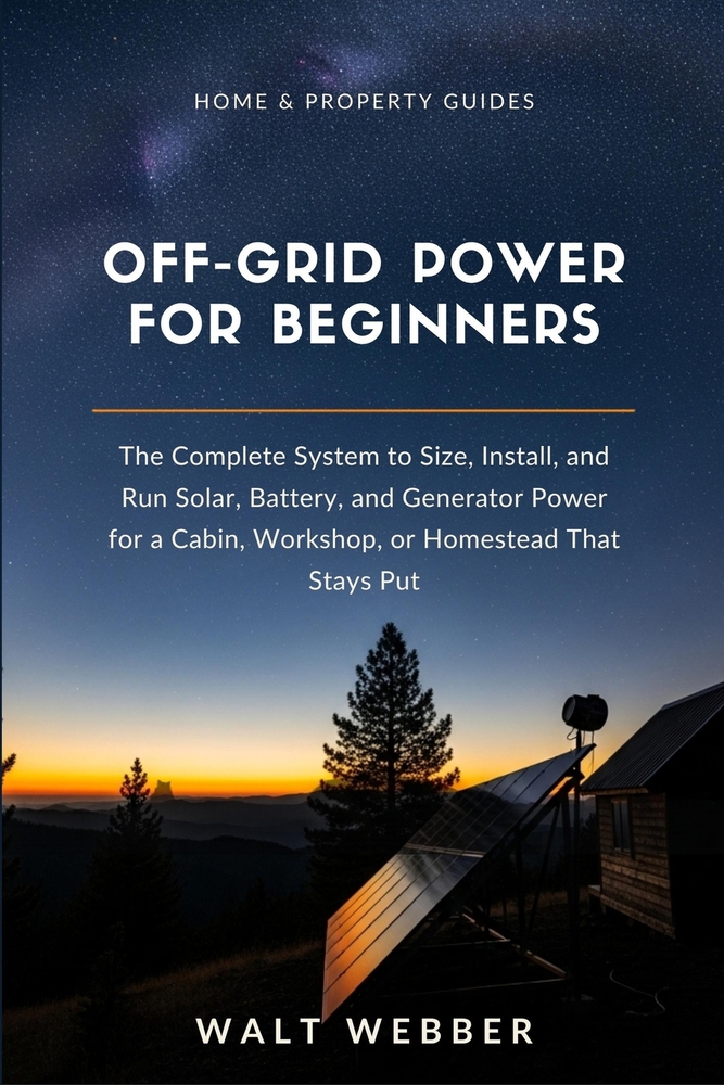 Off-Grid Power for Beginners: The Complete System to Size, Install, and Run Solar, Battery, and Generator Power for a Cabin, Workshop, or Homestead Th cover
