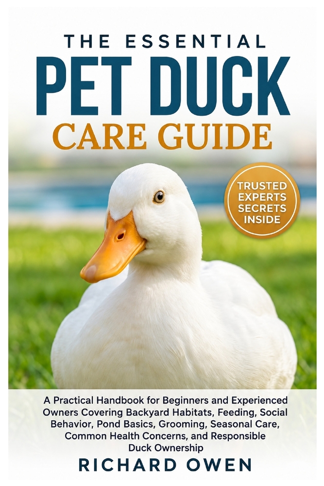 The Essential Pet Duck Care: A Practical Handbook for Beginners and Experienced Owners Covering Backyard Habitats, Feeding, Social Behavior, Pond Basi cover