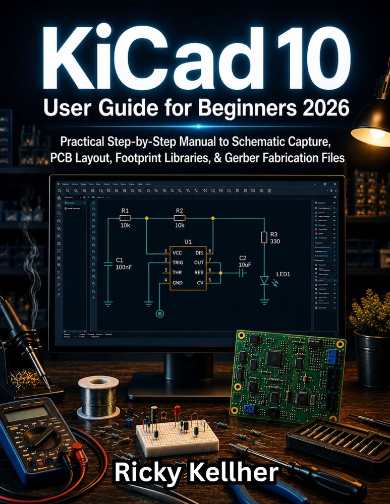 KiCad 10 User Guide for Beginners 2026: Practical Step-by-Step Manual to Schematic Capture, PCB Layout, Footprint Libraries, & Gerber Fabrication File cover