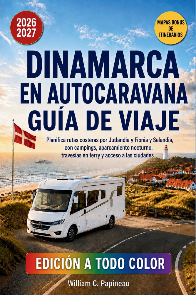 Dinamarca En Autocaravana Guía de Viaje 2026-2027: Planifica rutas costeras por Jutlandia y Fionia y Selandia, con campings, aparcamiento nocturno, tr cover
