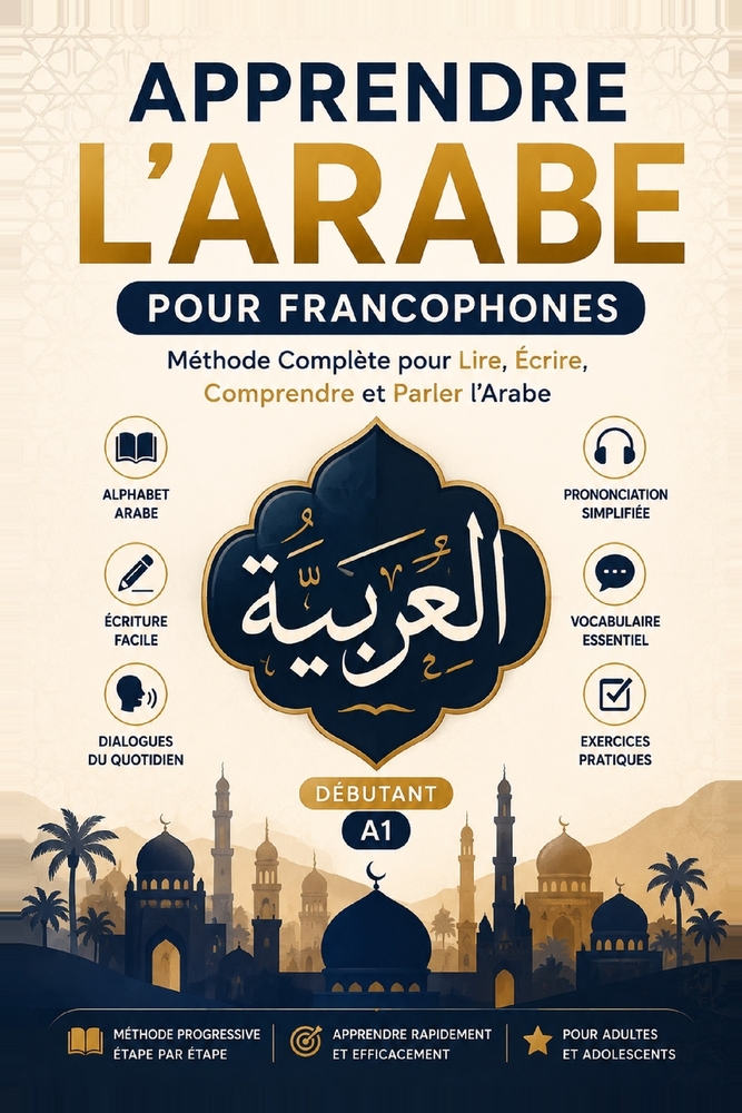 Apprendre l'Arabe pour Francophones - Débutants: Méthode simple et progressive pour apprendre à lire, écrire et parler l'arabe avec des exercices, du cover
