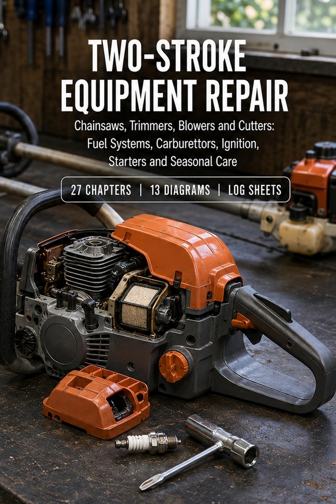 Two-Stroke Equipment Repair: Chainsaws, Trimmers, Blowers and Cutters: Fuel Systems, Carburettors, Ignition, Starters and Seasonal Care cover