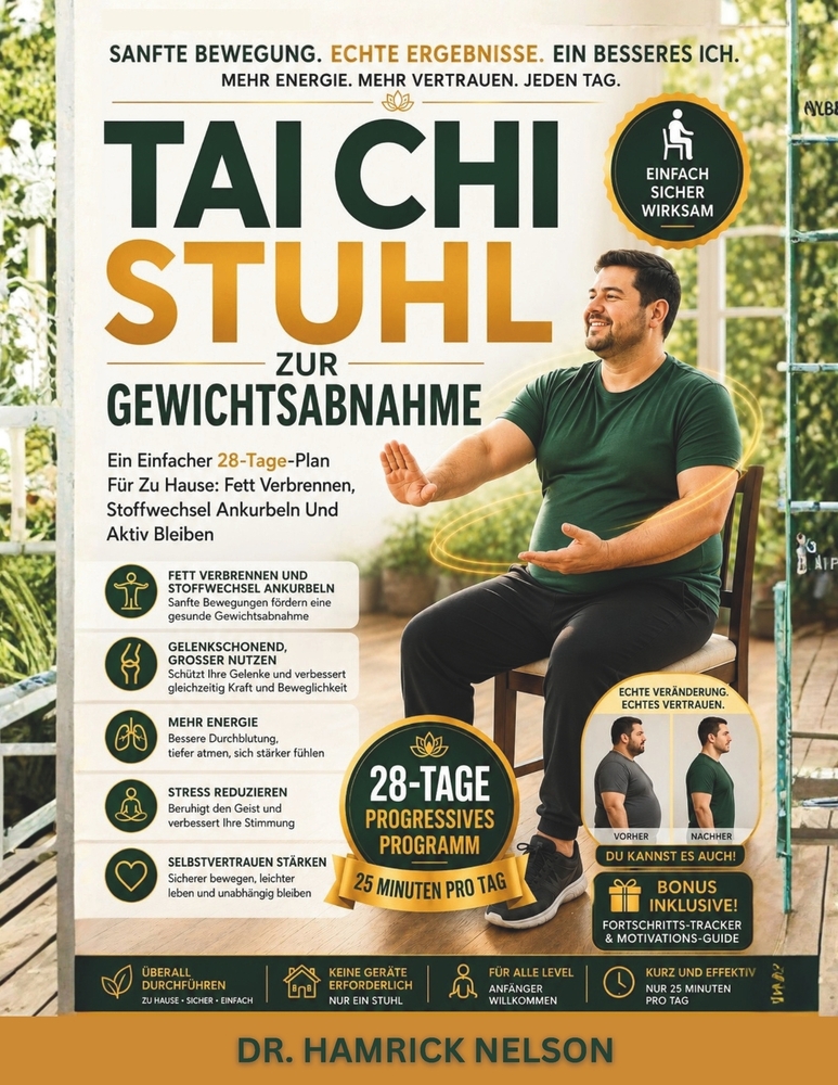 Tai Chi Stuhl Zur Gewichtsabnahme: Ein Einfacher 28-Tage-Plan Für Zu Hause: Fett Verbrennen, Stoffwechsel Ankurbeln Und Aktiv Bleiben cover