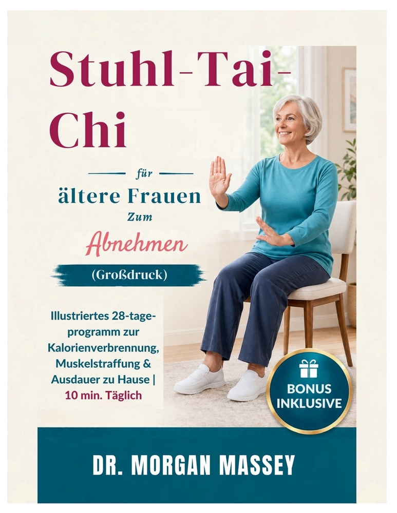 Stuhl-Tai-Chi für ältere Frauen zum Abnehmen (Großdruck): Illustriertes 28-tage-programm zur Kalorienverbrennung, Muskelstraffung & Ausdauer zu Hause cover