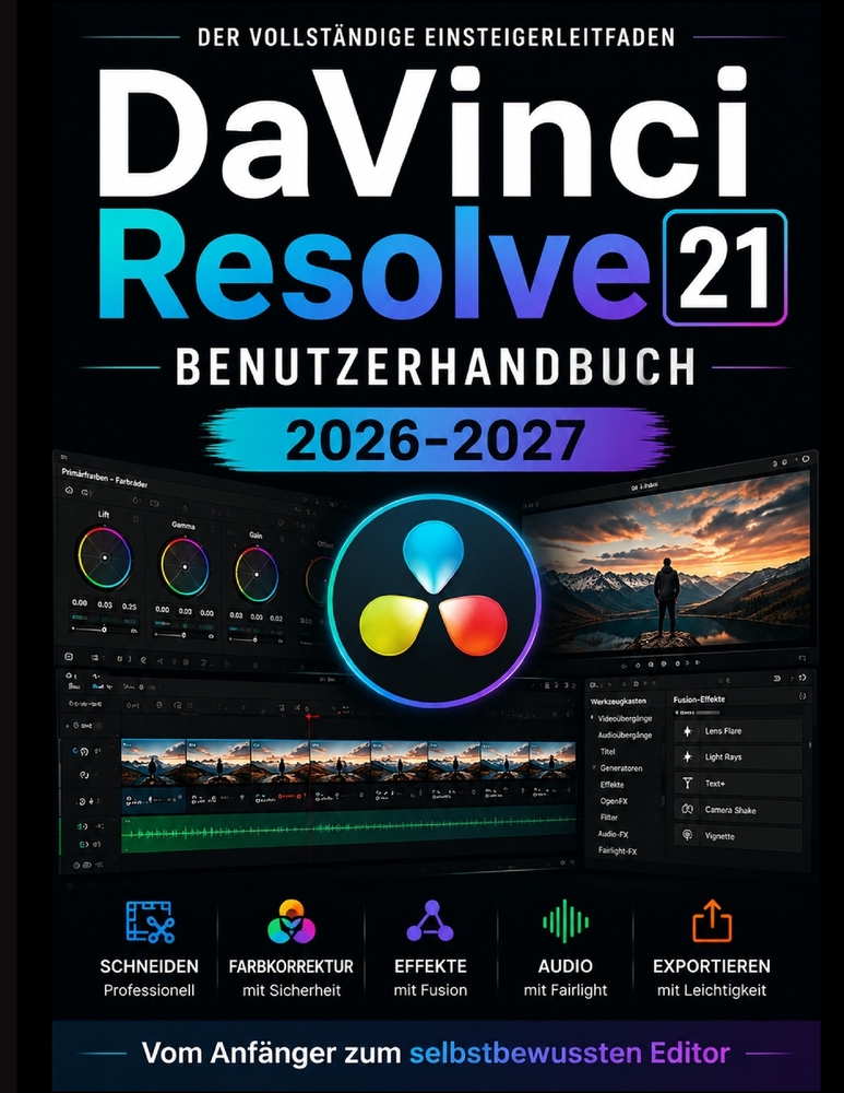 DaVinci Resolve 21 BENUTZERHANDBUCH 2026-2027: Vom Anfänger zum selbstbewussten Redakteur cover