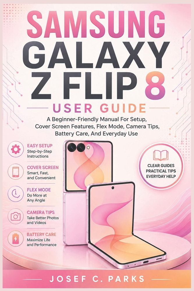 Samsung Galaxy Z Flip 8 User Guide: A Beginner-Friendly Manual For Setup, Cover Screen Features, Flex Mode, Camera Tips, Battery Care, And Everyday Us cover