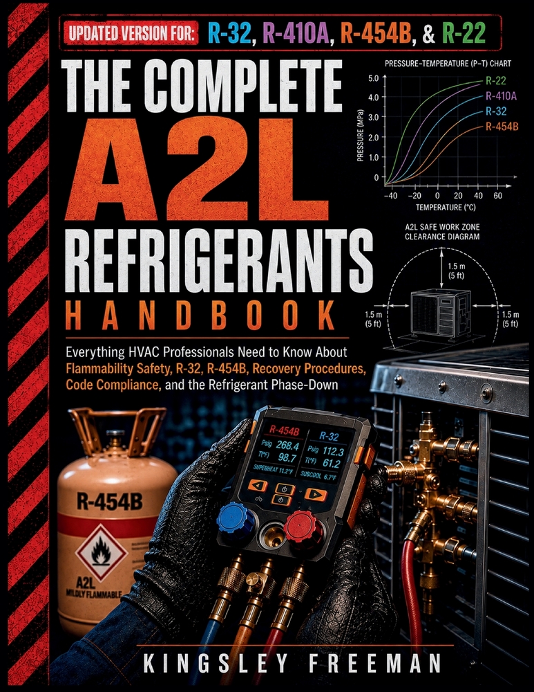 The Complete A2L Refrigerants Handbook: Everything HVAC Professionals Need to Know About Flammability Safety, R-32, R-454B, Recovery Procedures, Code cover