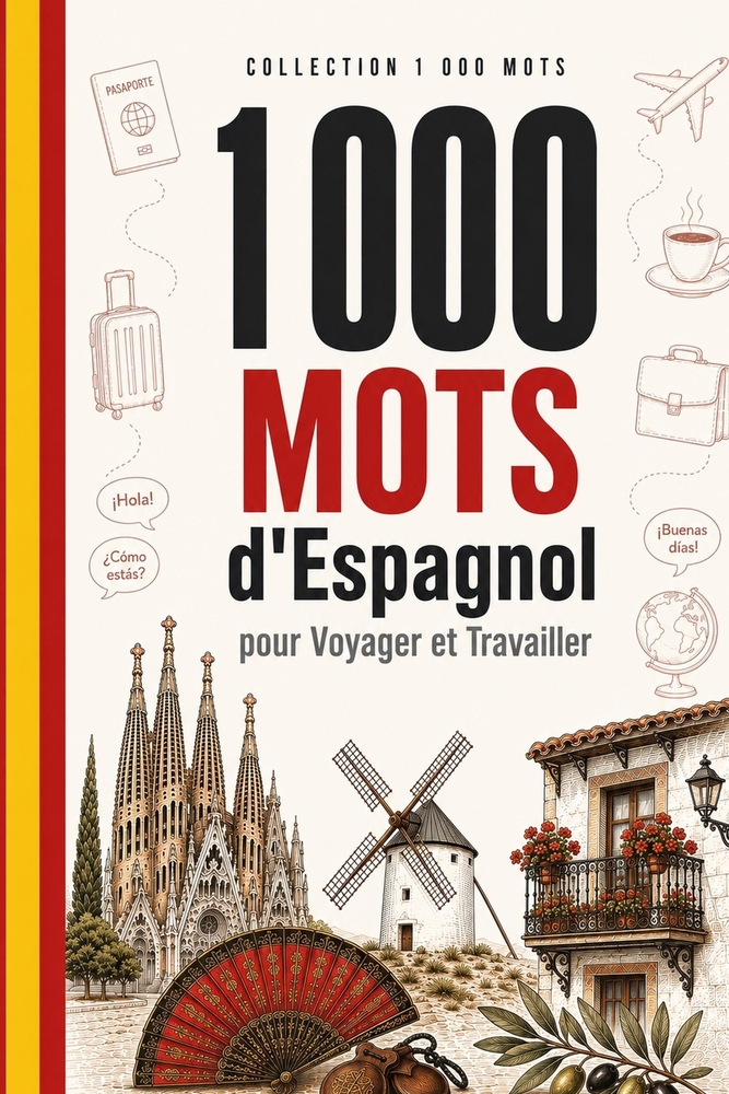 1 000 Mots d'Espagnol pour Voyager et Travailler: Le vocabulaire essentiel de l'espagnol avec prononciation et phrases d'exemple - pour voyageurs et p cover