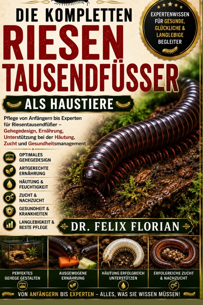 Die Kompletten Riesentausendfüsser ALS Haustiere: Pflege von Anfängern bis Experten für Riesentausendfüßer - Gehegedesign, Ernährung, Unterstützung be cover