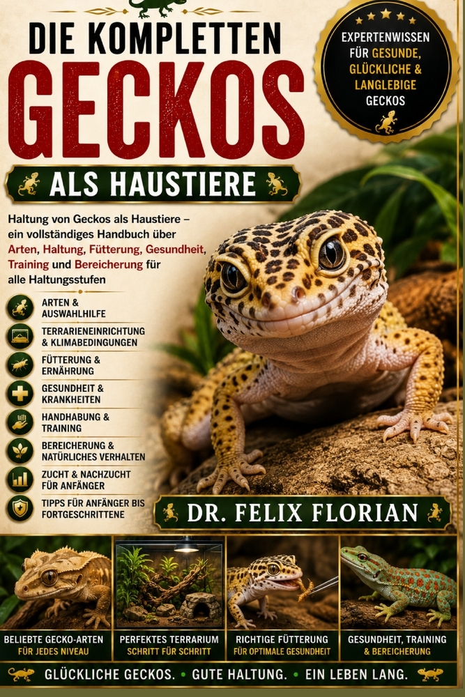 Die Kompletten Geckos ALS Haustiere: Haltung von Geckos als Haustiere - ein vollständiges Handbuch über Arten, Haltung, Fütterung, Gesundheit, Trainin cover