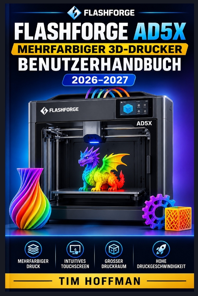 FlashForge AD5X Mehrfarbiger 3D-Drucker Benutzerhandbuch 2026-2027: Installation, Kalibrierung und Fehlerbehebung für Einsteiger und Fortgeschrittene cover