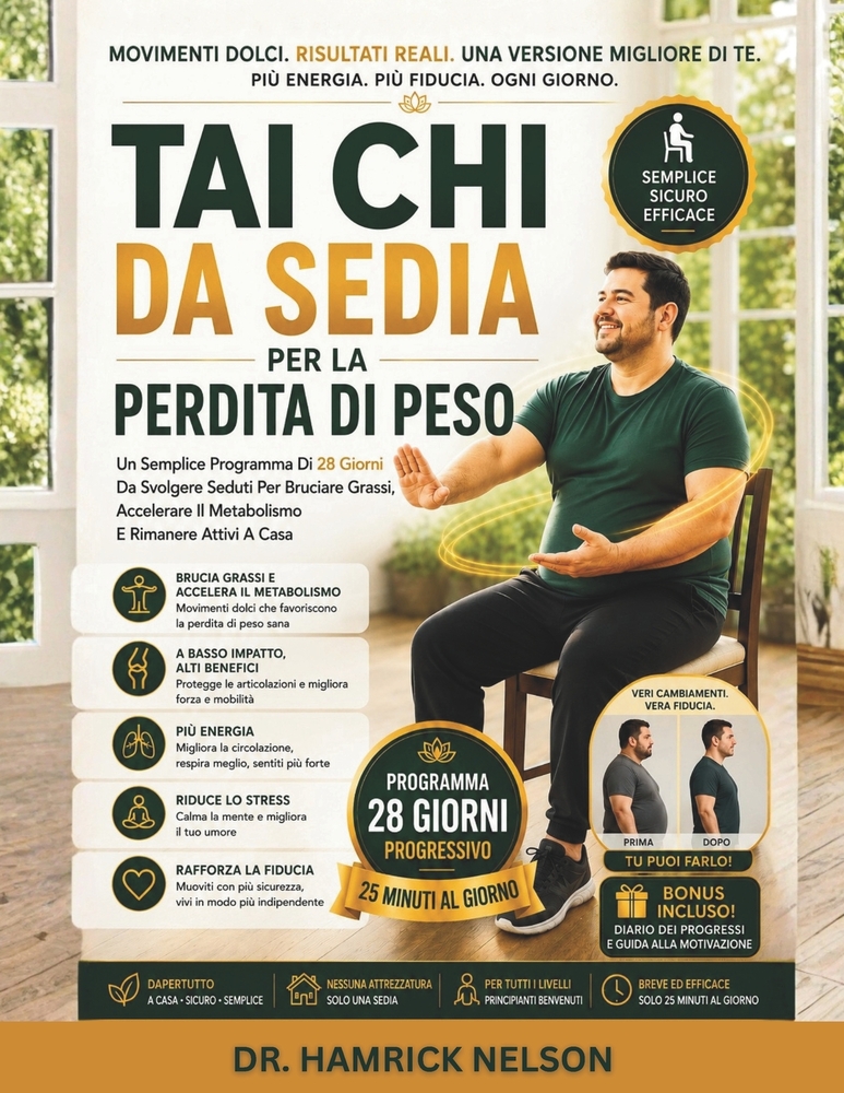 Tai Chi Da Sedia Per La Perdita Di Peso: Un Semplice Programma Di 28 Giorni Da Svolgere Seduti Per Bruciare Grassi, Accelerare Il Metabolismo E Rimane cover